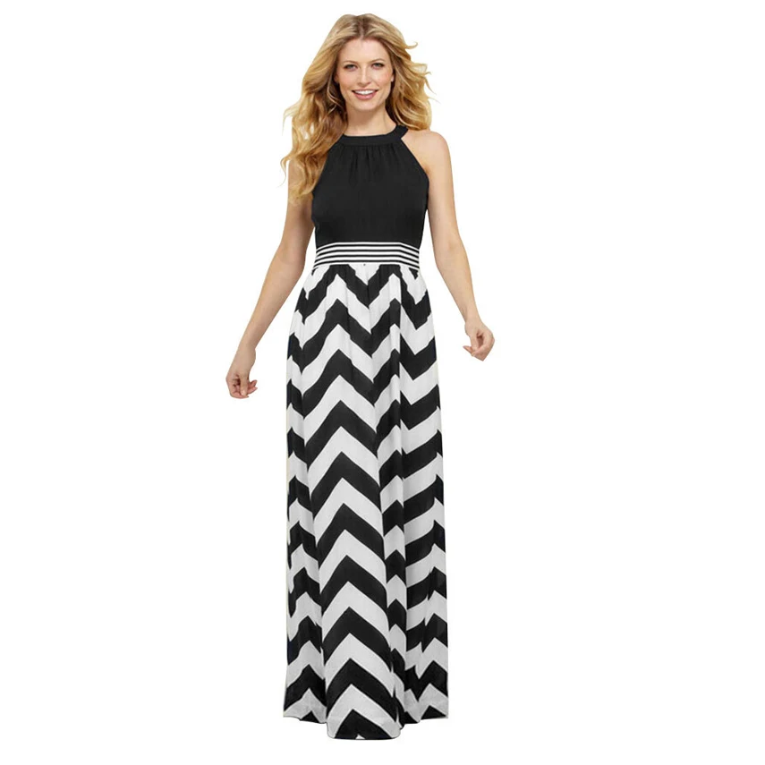 Long Summer Dress 2018 Cotton Prink Strap Summer Spaghetti Strap