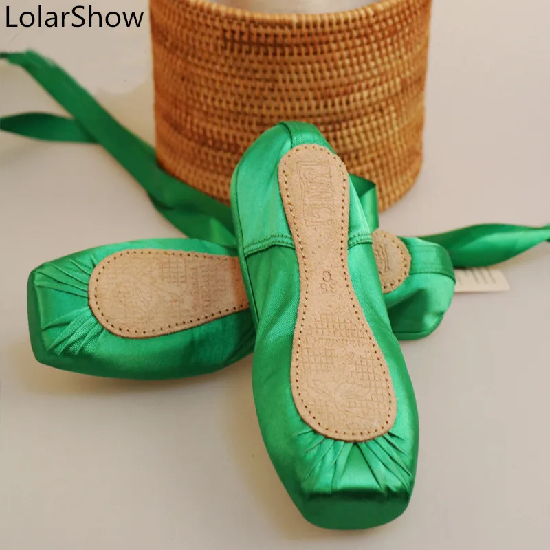 Балетная обувь для девочек Атлас для профессиональных занятий балетом, танцами обувь с острым носком