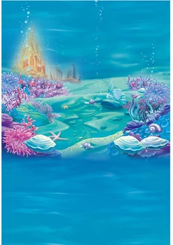 

5x7FT Under Sea Party Sea Bed Coral Reef Rock Castle Palace Mermaid Custom Photo Studio Backgrounds Backdrop Vinyl 150cm x 220cm