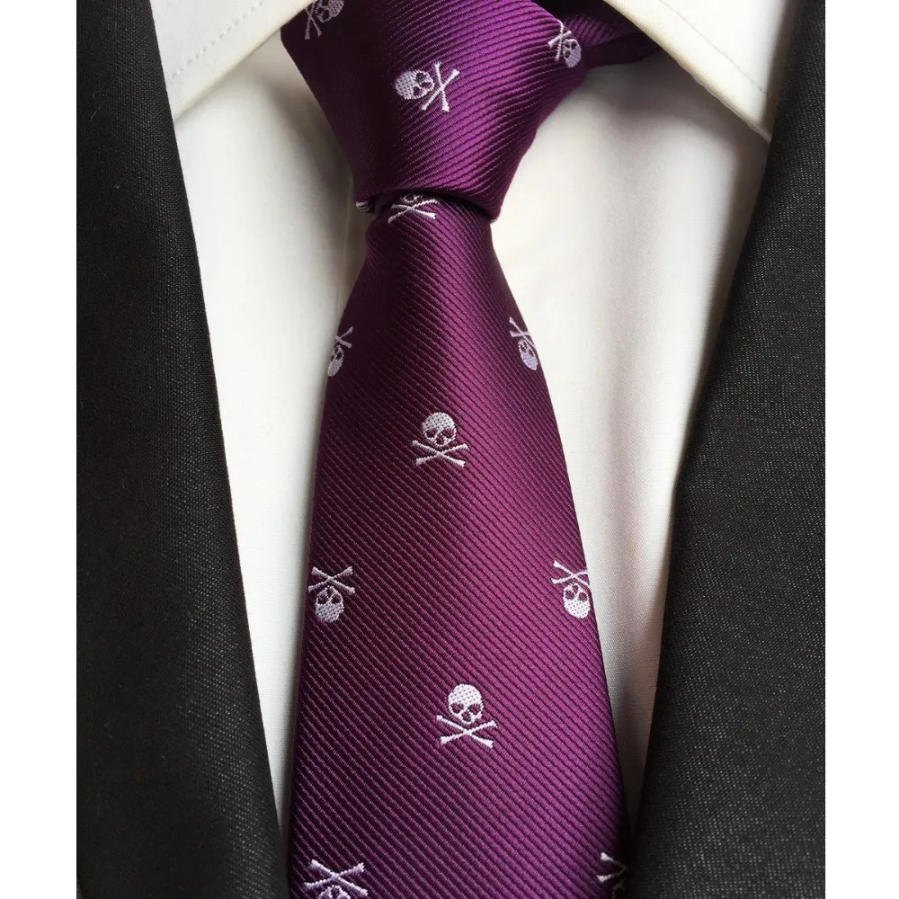 Галстук с черепом для мужчин, 6 цветов, вечерние галстуки на Хэллоуин, тонкие галстуки 6 см