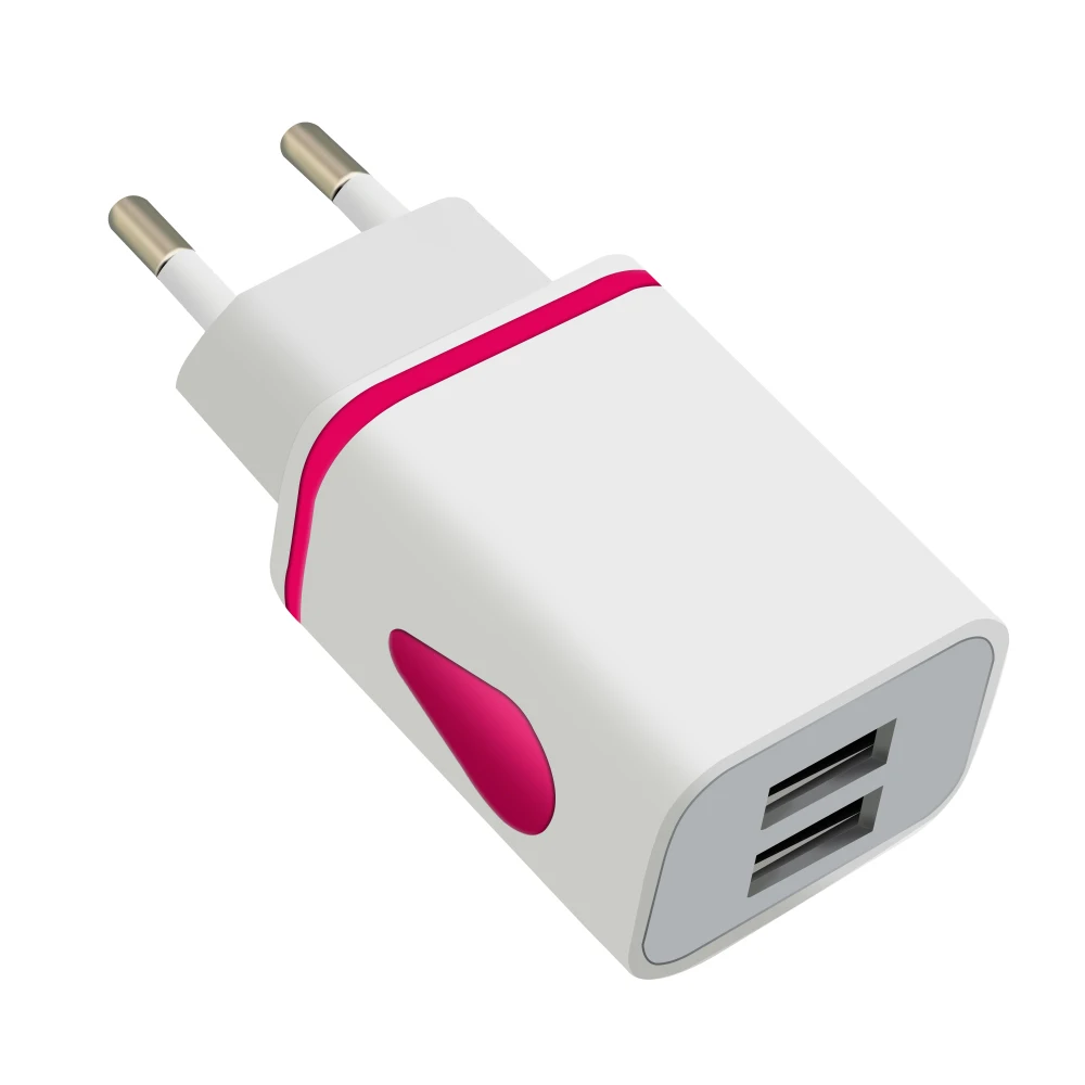 5v 2.1A световой 2USB концентратор Fast ethernet USB Зарядное устройство для samsung Meizu Xiaomi huawei iphone Зарядное устройство ЕС Подключите адаптер планшеты разъем питания - Тип штекера: Rose red  Eu plug