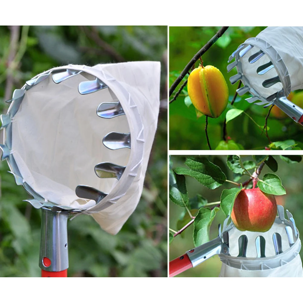 

16cm Metal Fruit Picker Convenient Fabric Orchard Gardening Apple Peach High Tree Picking Tools