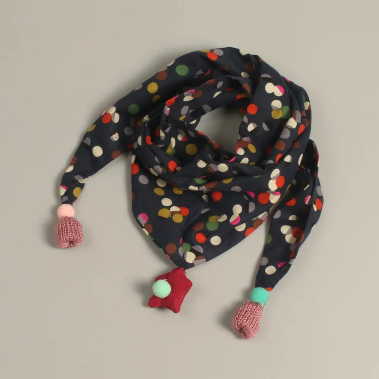 Осень-зима Детские хлопковые Треугольники шарф для девочек, для мальчиков; Теплые Симпатичные; шарф для малышей; модный шарф воротник детская шаль нагрудник - Цвет: Colored dots navy
