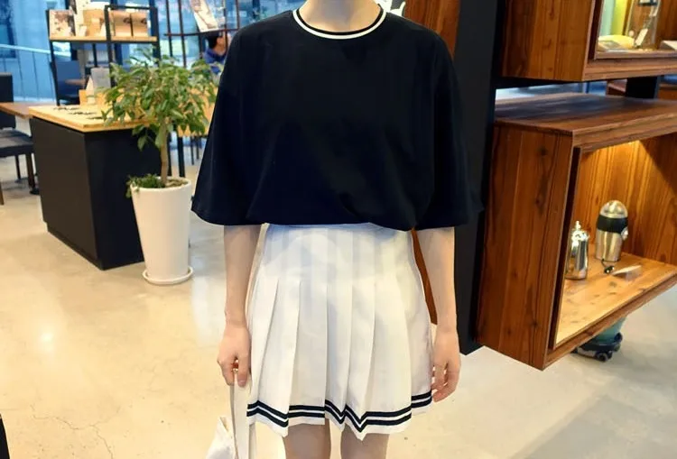 Корейская Летняя мода, юбка с высокой талией, бальная, британский стиль, кавайная, винтажная, короткая юбка в складку, юбки в стиле Харадзюку для женщин