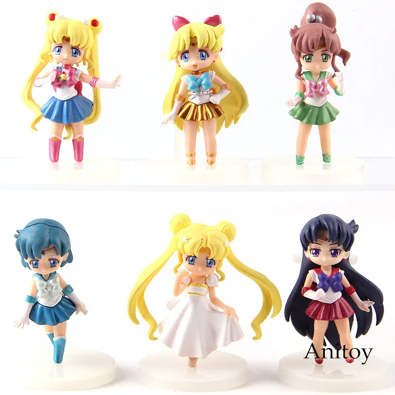 

Sailor Moon Princess Serenity Sailor Jupiter Venus Mercury Mars Usagi Tsukino Figure Action PVC Collectible Model Toy 6pcs/set