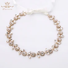 Корейский Золотой Кристалл невесты повязки на голову длинные диадемы головной убор с лентой Мягкие свадебные аксессуары для волос девушки платье аксессуары