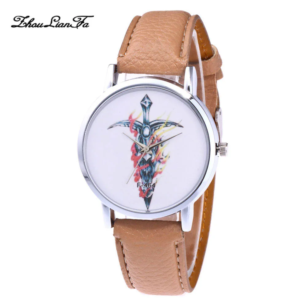 Womens Leather Analog Alloy Sword Pattern Design Round Band Quartz Wrist Watch For Fashion Woman Gifts Womens Leather Analog Alloy Sword Pattern Design Round Band Quartz Wrist Watch For Fashion Woman Gifts