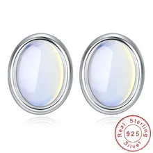 Корейский минималистичный подлинное серебро высшей пробы 925 Лунный камень овальные серьги гвоздики сладкие девочки дети Brincos Ювелирные изделия SE020
