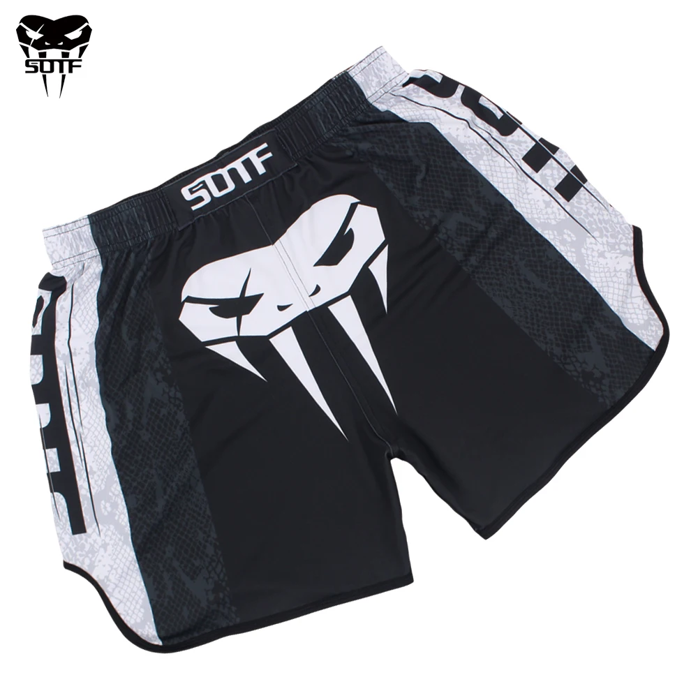 SOTF mma Black snake head эластичные боевые шорты для Tiger Muay Thai дешевые боксерские sanda одежда
