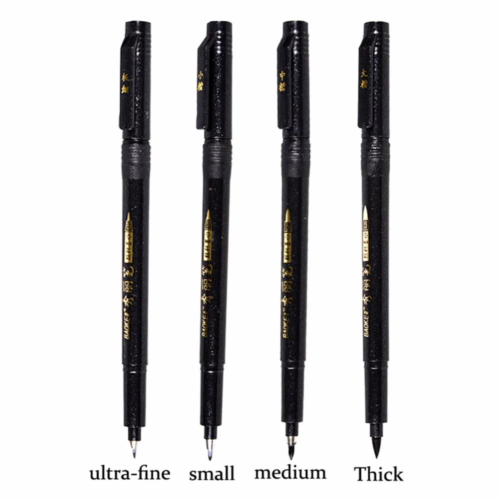 1 Piece Caligraphy Pen Thick Medium Ultra-Fine Felt Brush Pens Calligraphy  Black Ink Repeated Filling Lettering Pen Stationery