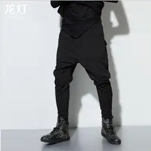 Горячая лето новые мужские повседневные брюки однотонные молния бой маленькие шаровары луч ноги брюки прилив певица костюмы