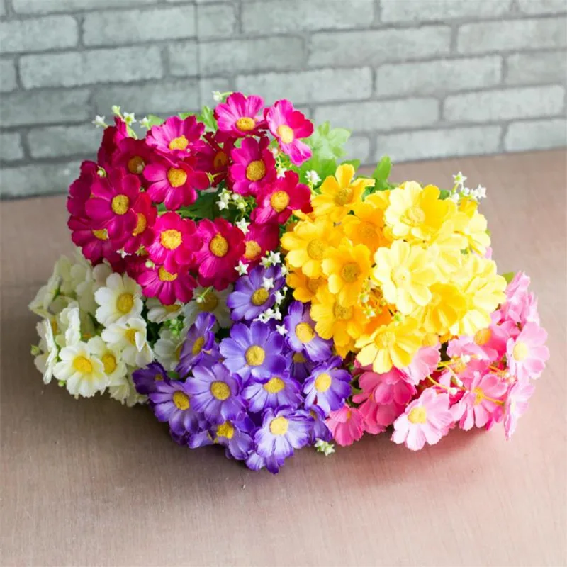 Fake Spring Daisy (10 stems/piece) Simulation mini Chrysanthemum for Wedding Home Showcase Decorative Artificial Flowers | Дом и сад