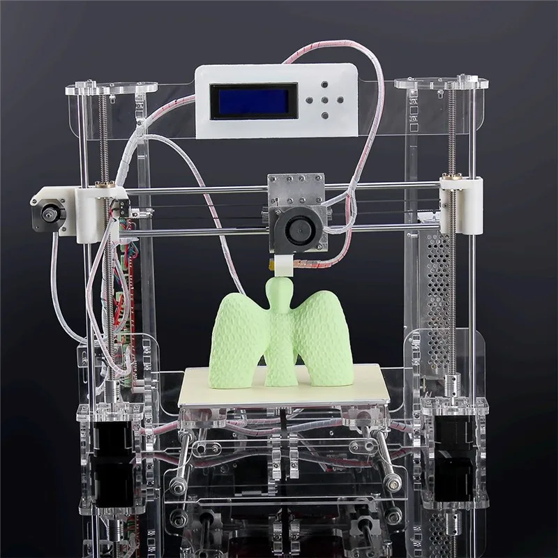 2016 New Upgraded High Precision Reprap Prusa I3 DIY 3d Printer Kits Free 1ROLL Filaments + 8G SD Card LCD transparent color