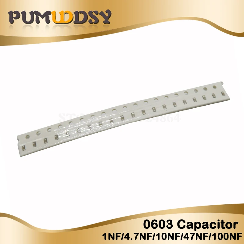 

100pcs 1NF 4.7NF 10NF 47NF 100NF X7R Error 10% 50V 0603 104 SMD Thick Film Chip Multilayer Ceramic Capacitor