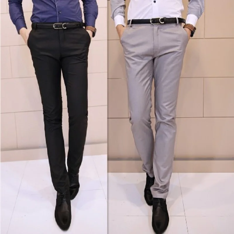 Whitive Mens Fit Solid Colored Business Pockets Slim-Tapered Dress Pant