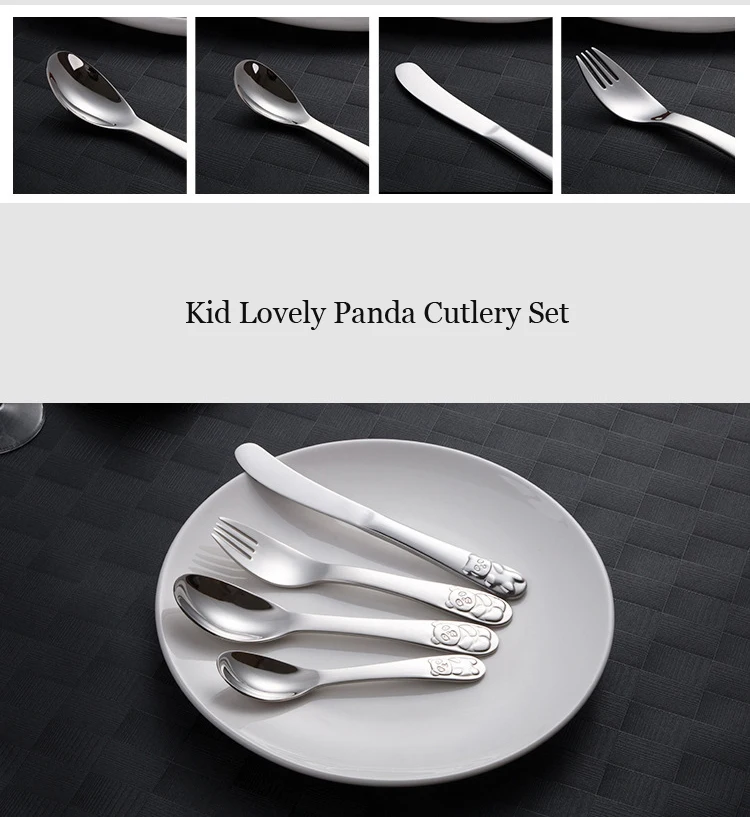 Детская посуда набор столовых приборов 4 шт. набор посуды Китай панда качество детские столовые ножи вилки еда нержавеющая сталь обеденный набор