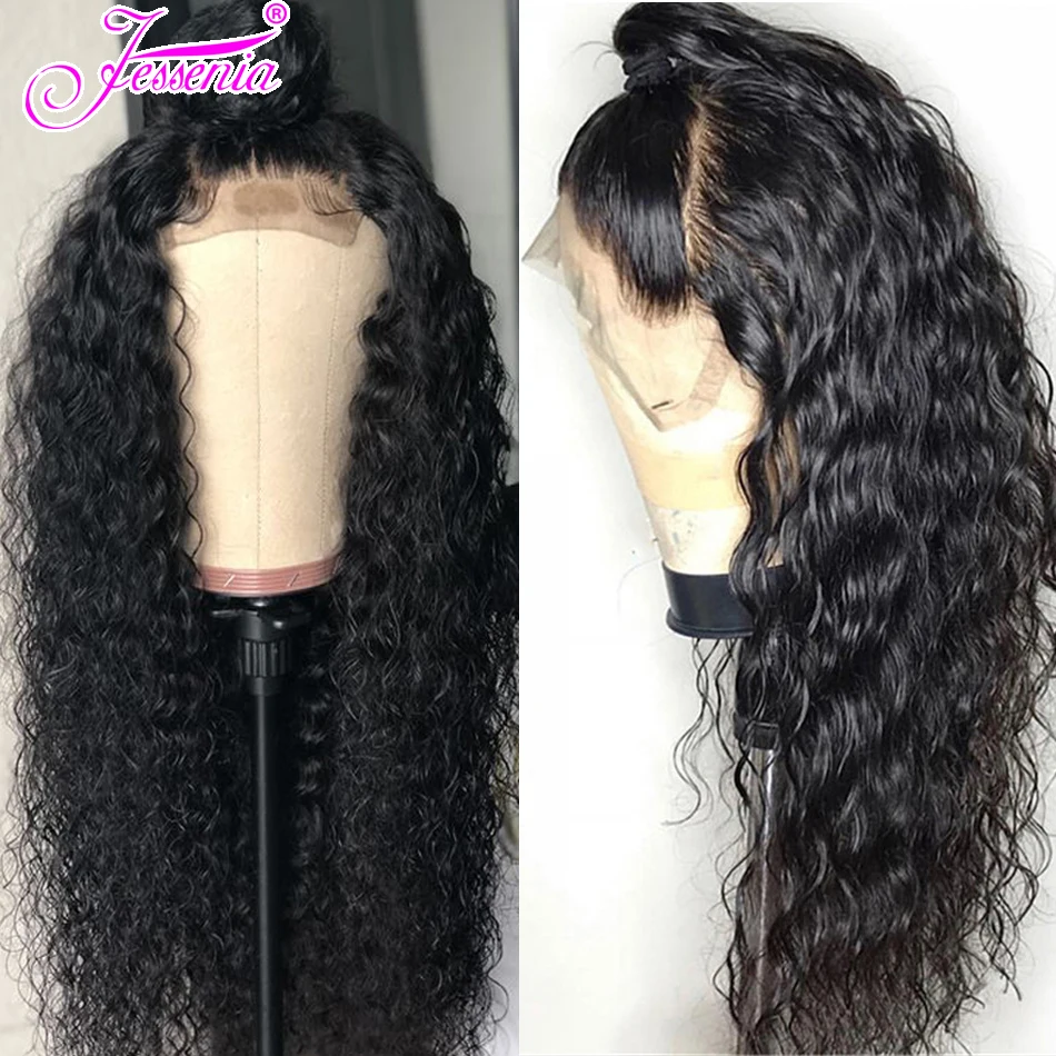 Water Wave 13*4 Lace Front Human Hair Wigs Pre Plucked Brazilian Human Hair Wigs 150% Density Remy Natural Color