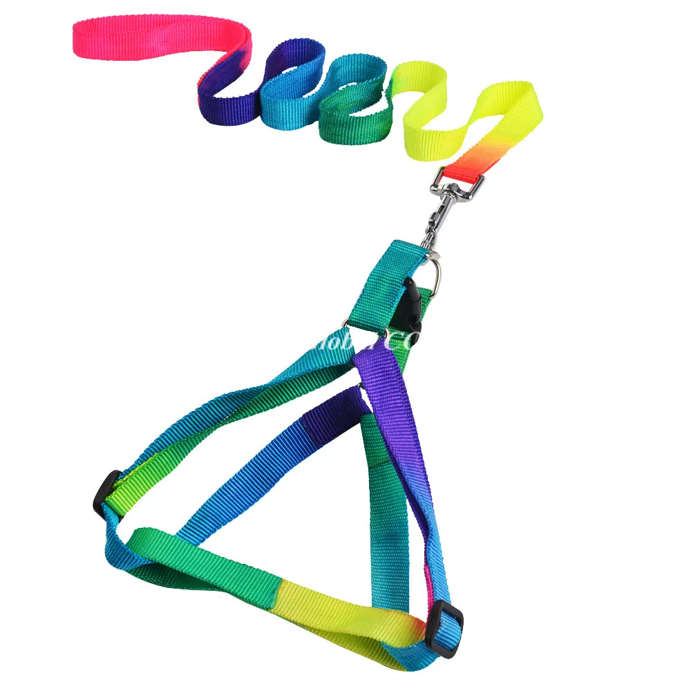 

120 cm Long Solid Color/Rainbow Style Pet Dog Puppy Harness Leash for Walking Dog Harness Lead