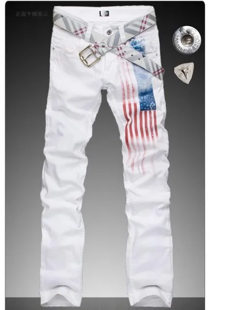 Cheap Spike ! High-end version designer jeans for the mens casual summer spring famous brand men American flag jean straight trousers