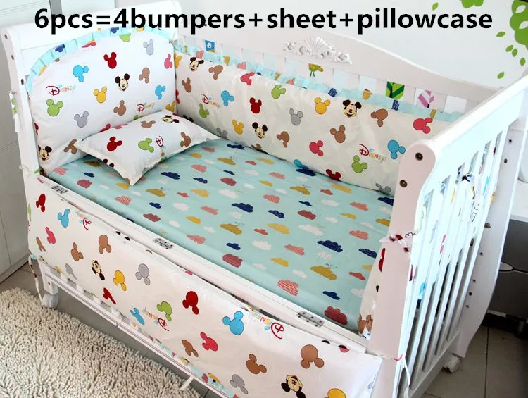 

Promotion! 6PCS Cartoon Baby bedding set cribs for baby bed linen crib bedding jogo de cama (bumper+sheet+pillow cover)