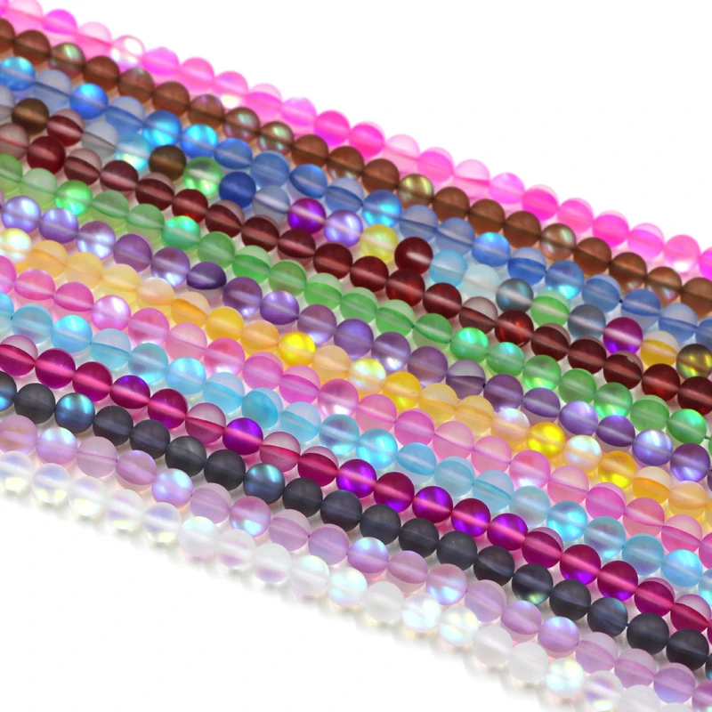 

Flash Shimmer Round Matte Fiery Shining Glistening Light Crystal Loose Strand Beads for Bracelet Necklace DIY Jewelry Making