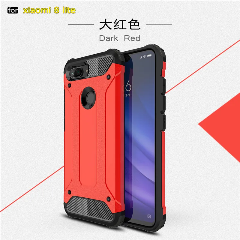 Для Xiaomi mi 8 Lite противоударный жесткий защитный чехол для Xio mi Xiaomi mi 8 Lite чехол s - Цвет: red