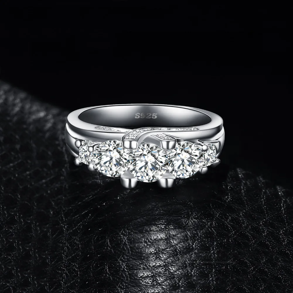 JewelryPalace Vintage 3 Stone 2.8ct Cubic Zirconia Engagement Wedding Bands Rings For Women Genuine 925 Sterling Silver Jewelry