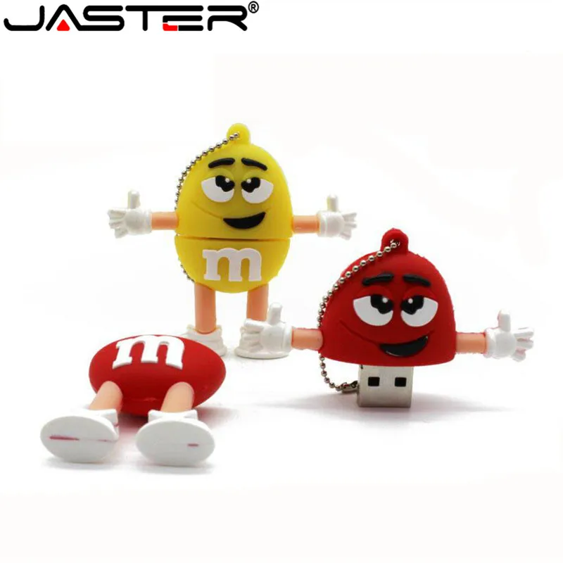 JASTER Cute Cartoon M &amp m's Chocolate Bean 4 ГБ/8 ГБ/16 ГБ/32 ГБ 64 Гб Usb флеш накопитель Флешка 8 16 карта