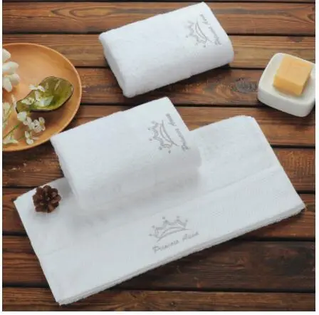 Single towel Однотонное Белое Хлопковое полотенце, утолщенное банное полотенце, мягкое впитывающее полотенце для воды, спа/Салон красоты/ресторан - Цвет: Single towel