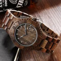 Роскошные деревянные часы Для мужчин 100% натуральный красный стильный деревянный наручные часы для мужчин Дерево всего Повседневное