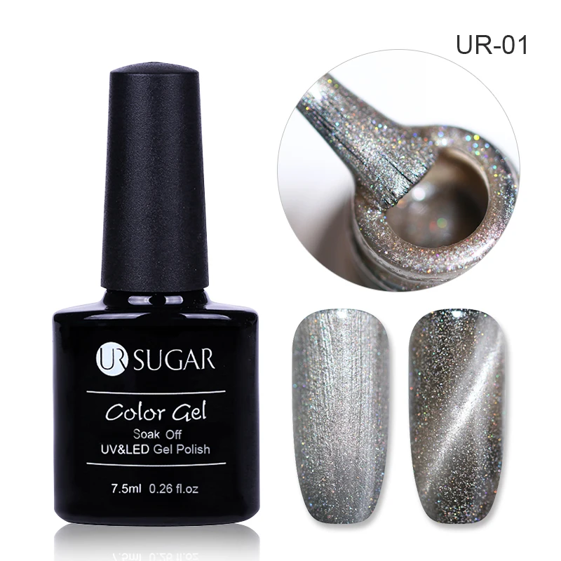 

UR SUGAR 7.5ml Cat 3D Eye Soak Off UV Gel Holographic Glitter Magnetic Gel Laser LED Gel Varnish Manicure Nail Art Lacquer