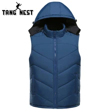 TANGNEST Chaleco Hombre Модный мужской жилет с капюшоном зимний мягкий жилет мужская шапка съемный плюс Азиатский размер 4XL жилет MWB239