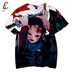 Kimetsu no Yaiba/3D детская футболка, мягкая футболка с круглым воротником, Kpop, Повседневная модная детская футболка для мальчиков и девочек