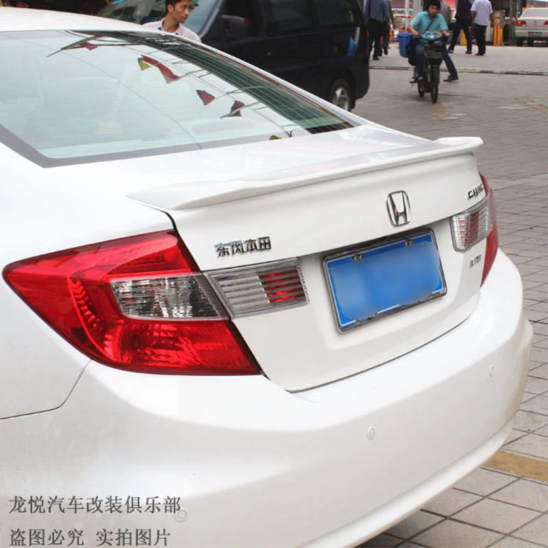 

Car Accessories For Honda Civic 2012 2013 Hot ABS Plastic Unpainted Primer Color Rear Trunk Boot Wing Spoiler Auto Decoration