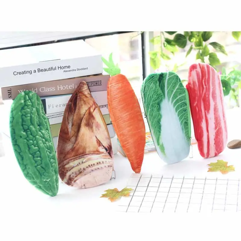 

Youbroer Lovely Elementary School Students Simple Simulation Vegetables Cabbage Carrot Pencil Bag Stationery Box Storage Bag