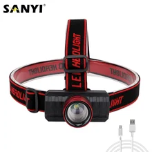 3 Modes LED Headlamp Waterproof USB Rechargeable Mini Headlight Zoomable Head Flashlight Torch Fishing Lights Built in Battery