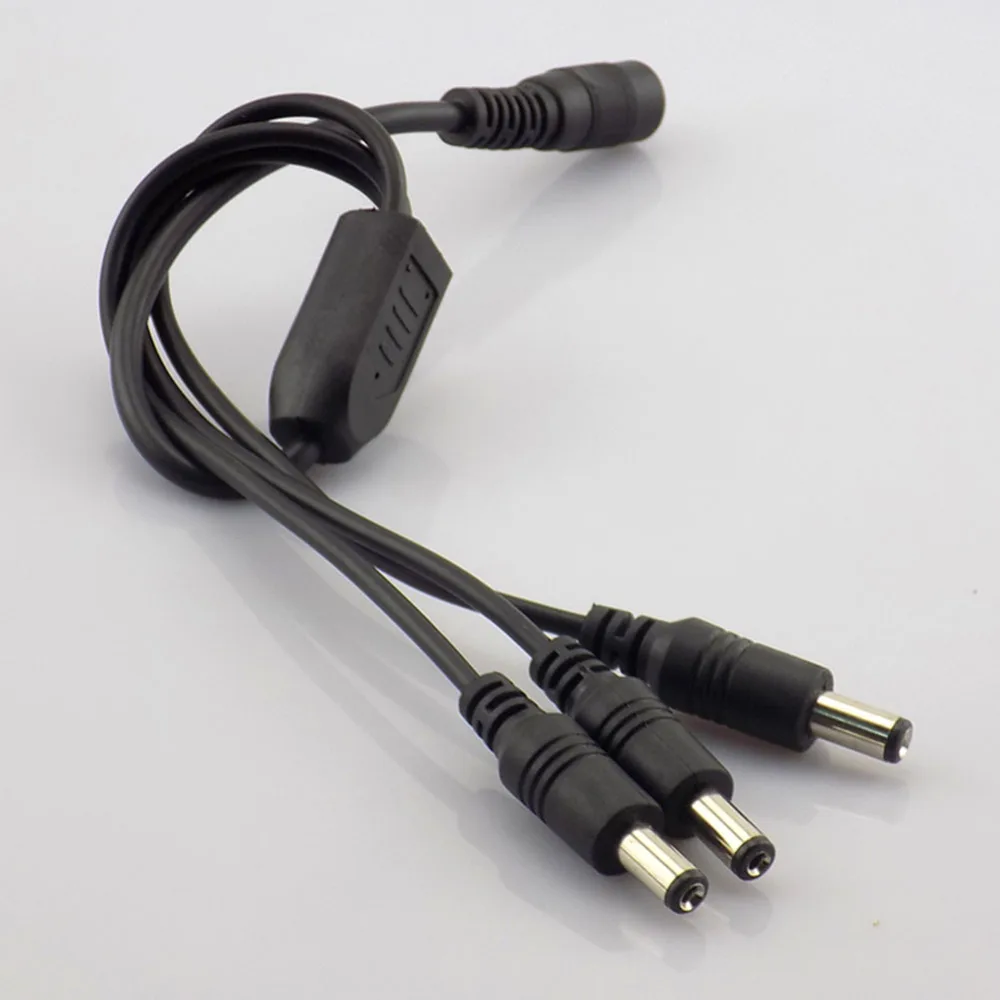 

1 Female to 3 Male DC Power jack Adapter Splitter 3 way Plug Cable 5.5mm*2.1mm 12V Supply for CCTV Security Camera led strip