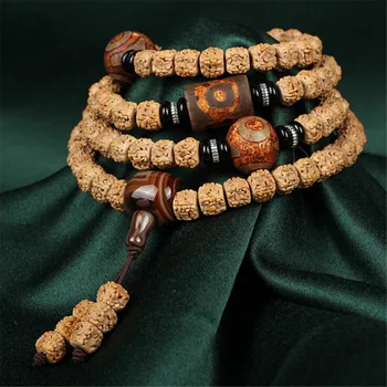 

Original Design Natural Full Meat 5 Petals Rudraksha Buddhist 108 Mala Beads Bracelet Men's Bodhi Seed Prayer Jewelry Wholesale