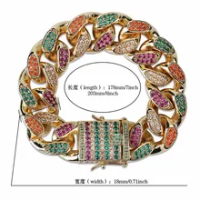 14/шириной 18 мм AAA циркон Майами бордюр кубинская цепь браслет Для мужчин в стиле «хип-хоп» Bling, покрытый стразами CZ, реперские кепки Браслеты ювелирные изделия