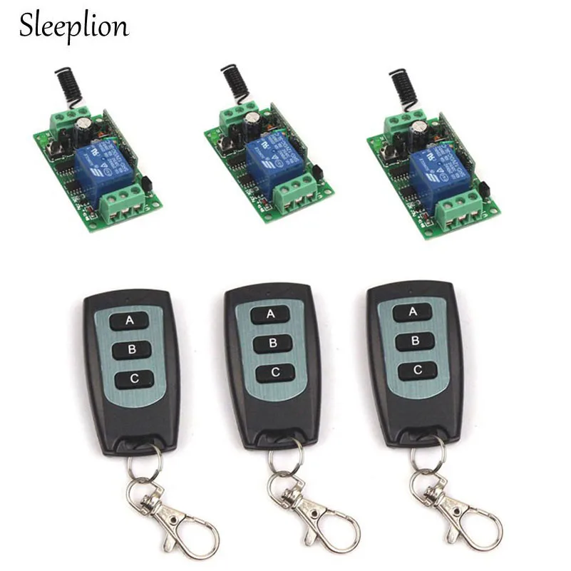 Sleeplion Home DC 12V 1CH Channel Wireless RF Waterproof Remote Control 3 3 key Switch Transmitter