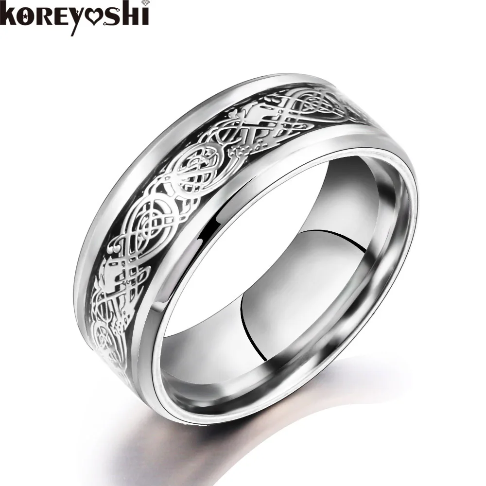 

High Quality 2 color Titanium ring inlaid Pattern Stainless Steel Wedding Rings For women men Wedding Fine Jewelry bague homme