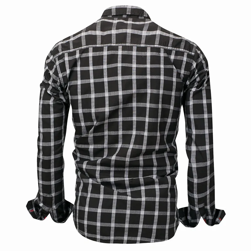 Casual Men's Long Sleeve Plaid Dress Shirt Cool Classic 100% Cotton Male Social Work Business Dress Shirt Tops Camisa Masculina (3)