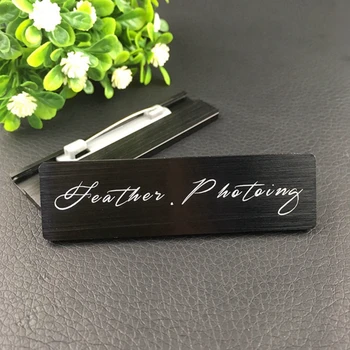 

10pcs custom id badge holder badge laser emplyee id badge safety pin tag with aluminum alloy plate