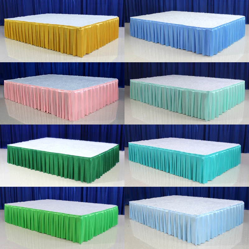 Ice silk table skirt wedding backdrop curtains for table clothes table cover wedding stage table skirting for event party 2