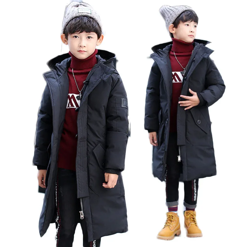

2018 New Winter Kids Thicken Warm Coats Children Outerwear Windproof Teenage Kids Hooded Cotton Padded Clothes Boys Jackets G240