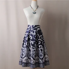 Autumn Winter Chic Vintage Floral Print Skirt Women Pleated Tutu Skater Skirt Elegant High Waist Midi Ball Gown Skirts chic women s ethnic print high waist skirt