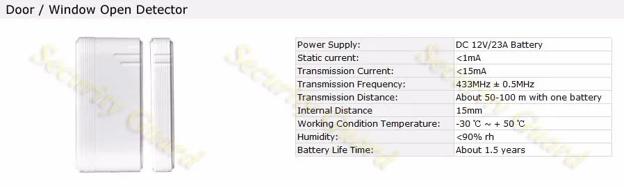 Дверной зазор детектор 433 МГц, Внутренняя антенна, для домашней охранной GSM системы сигнализации