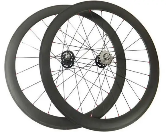 Best price at $328 Cheap free shipping 700C mixed fixed gear bicycle carbon wheels china front track wheel 50mm rear track wheel 60mm
