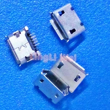 100 шт./лот, Micro USB 5 P, 5-контактный DIP2, длинный Micro USB разъем, 5 контактов, Micro USB разъем, хвостовое гнездо для зарядки телефона, аксессуары для самостоятельной сборки
