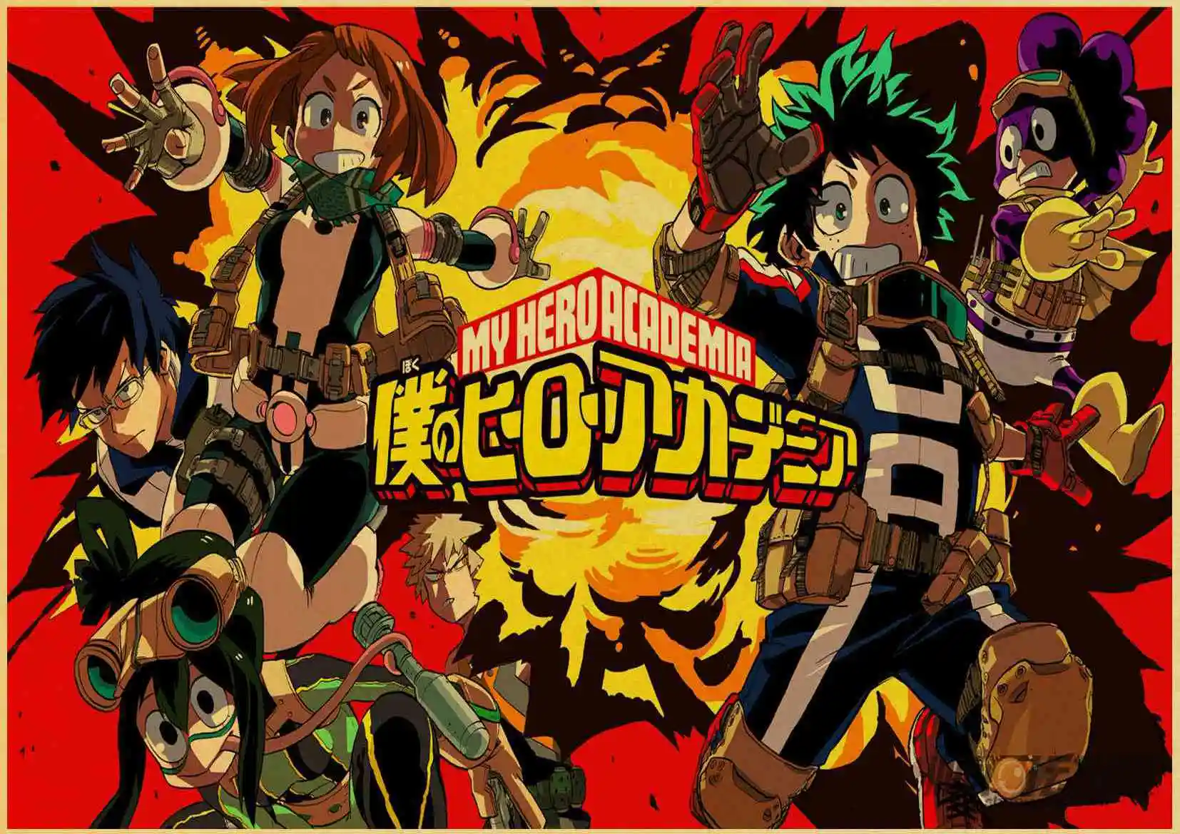 My Hero плакат Academia коричневая печать на крафтовой бумаге настенная живопись Винтажный стиль аниме Ретро плакат Наклейка на стену - Цвет: T003